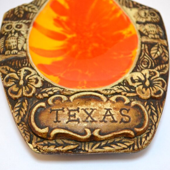Vintage Treasure Craft Spoon Rest Texas Made In USA Brown Orange Kitchen Decor - Picture 4 of 8